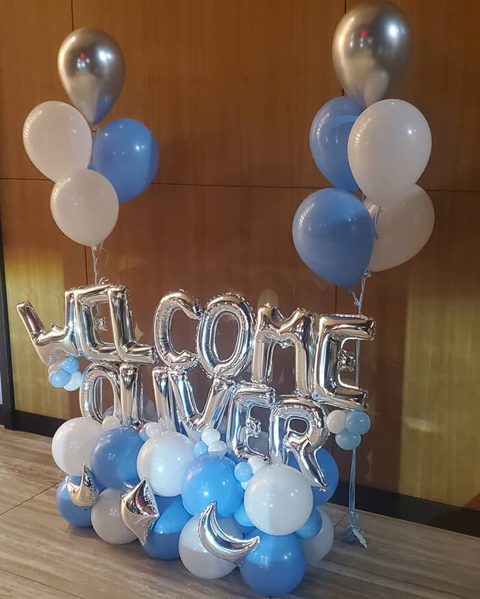White and Blue Balloon Bouquet